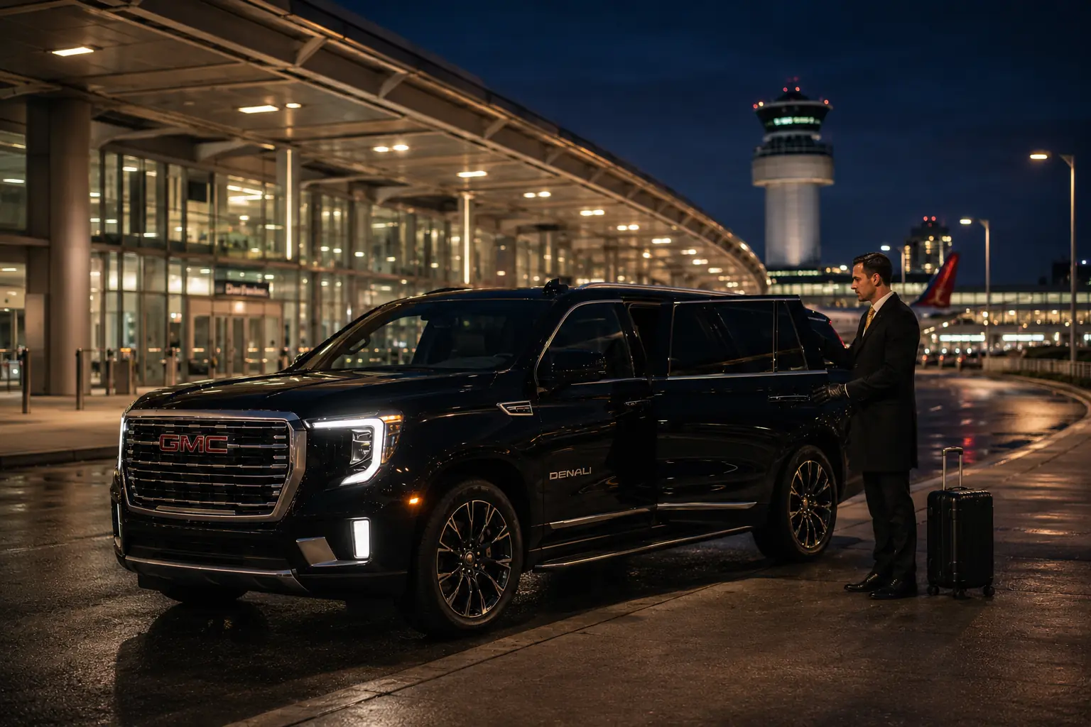 Black GMC Yukon XL at Toronto Pearson Airport